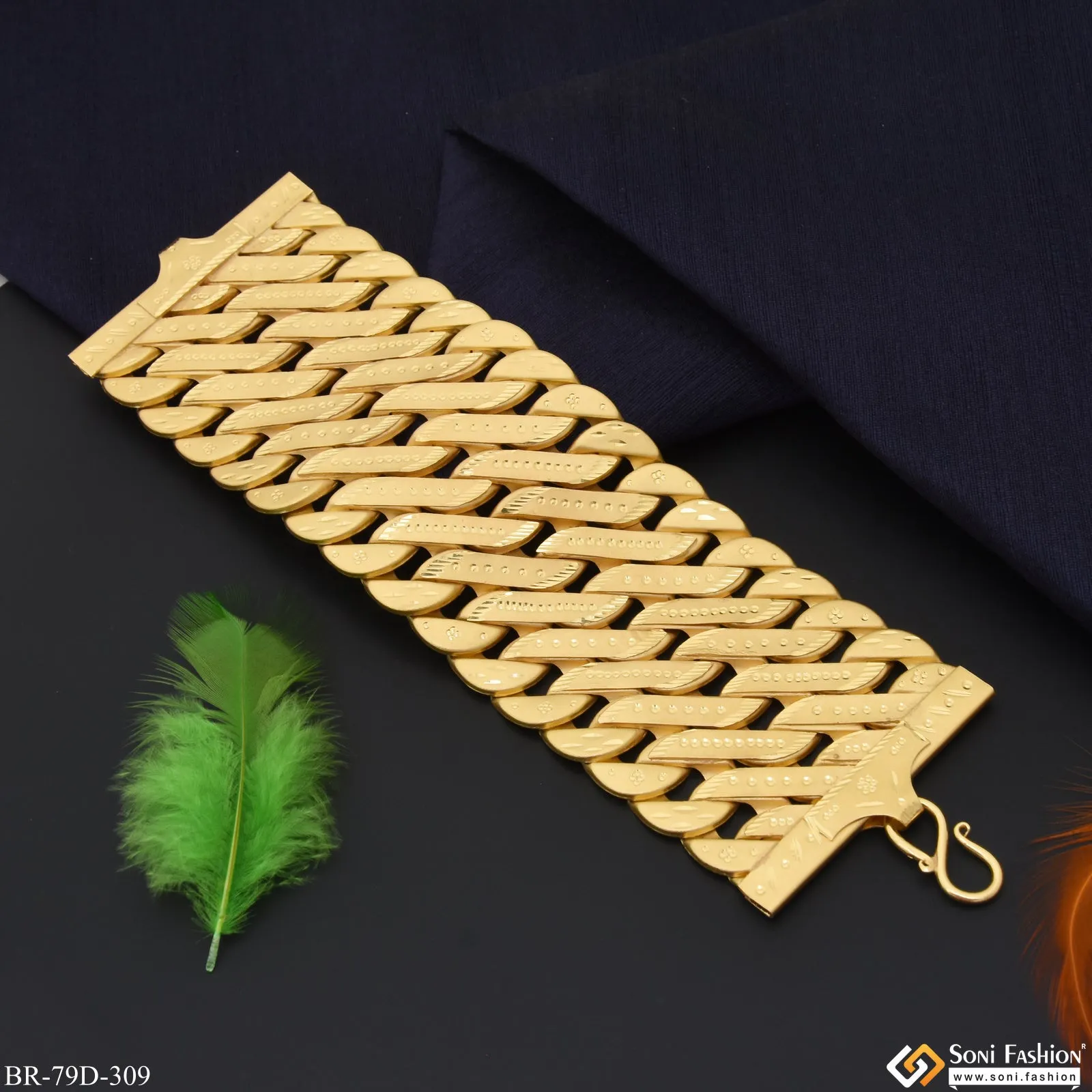 1 Gram Gold Plated Glamorous Design Pokal Bracelet for Men - Style D309