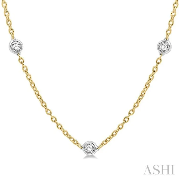 1.00 ctw Round Cut Diamond Fashion Necklace in 14K Yellow and White Gold