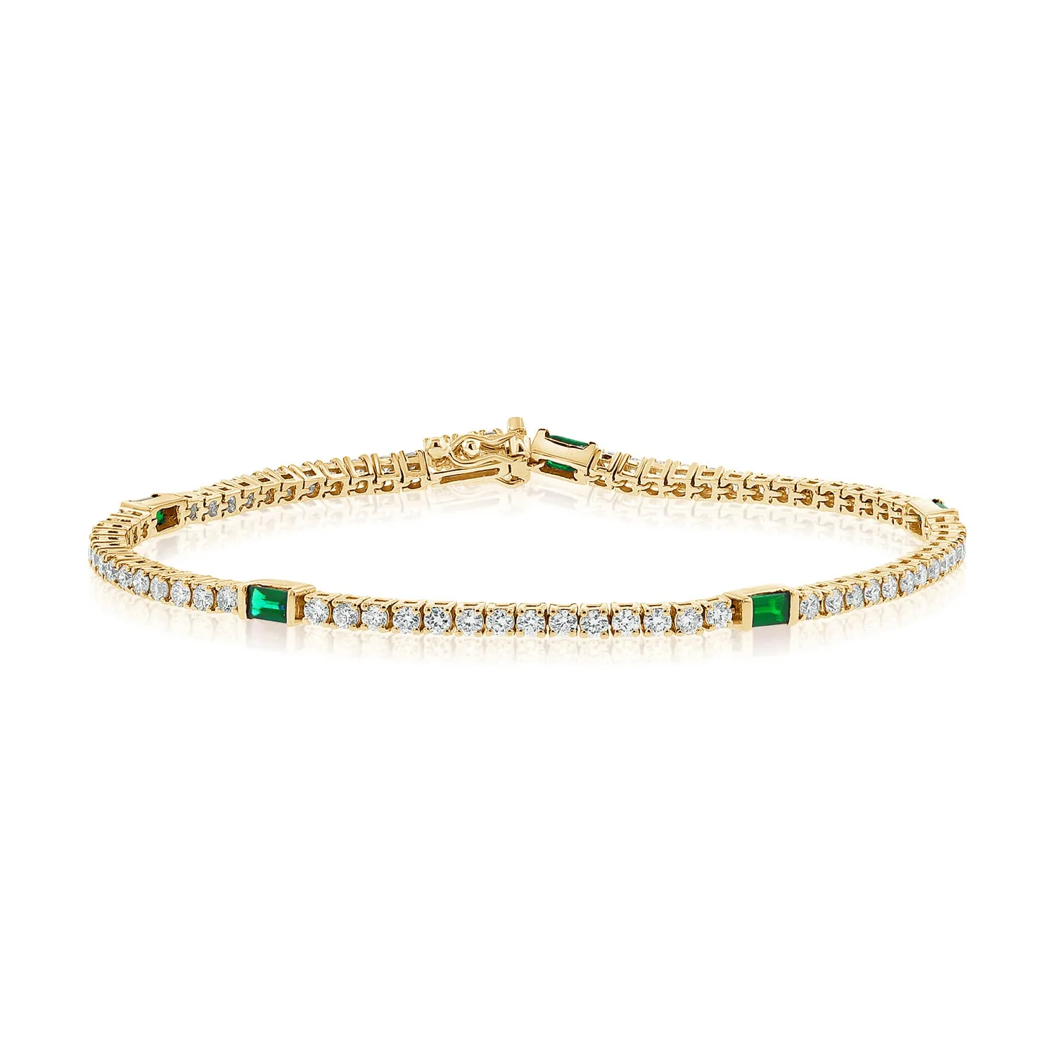 14k Gold Diamond & Emerald Tennis Bracelet