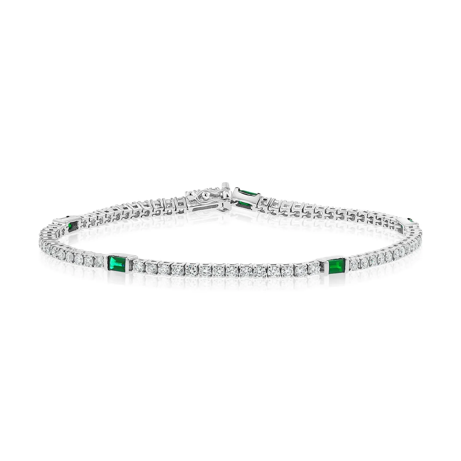 14k Gold Diamond & Emerald Tennis Bracelet