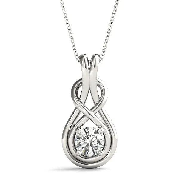 14K Love Knot Diamond Pendant Necklace