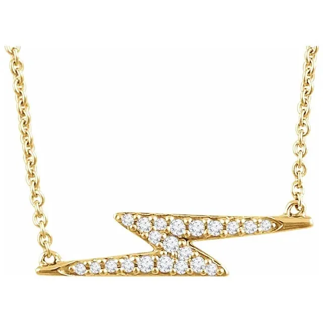 14k Yellow White Gold Diamond Lightning Bolt Necklace