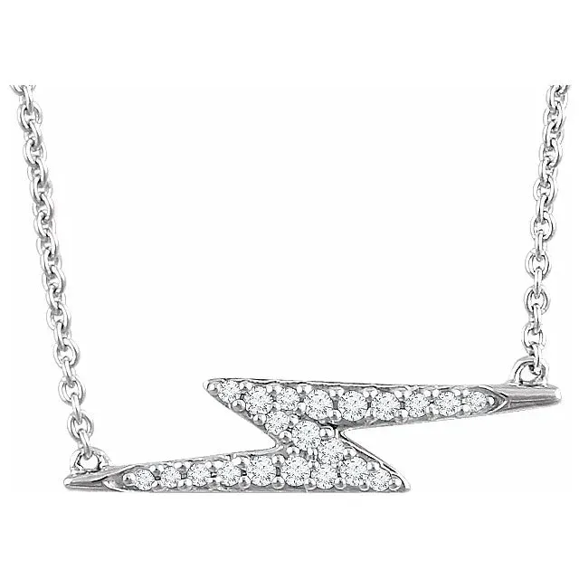 14k Yellow White Gold Diamond Lightning Bolt Necklace