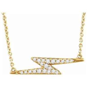 14k Yellow White Gold Diamond Lightning Bolt Necklace