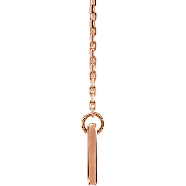 14k Yellow White Rose Gold .03 CTW Diamond Bar Necklace Engraved
