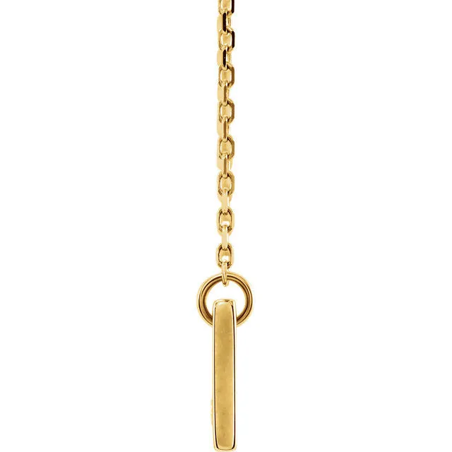 14k Yellow White Rose Gold .03 CTW Diamond Bar Necklace Engraved