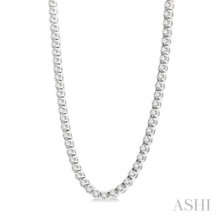 15.00 ctw Round Cut Diamond Tennis Necklace in 14K White Gold