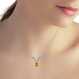 1.52 Carat 14K Solid White Gold Soul Of Wit Citrine Diamond Necklace
