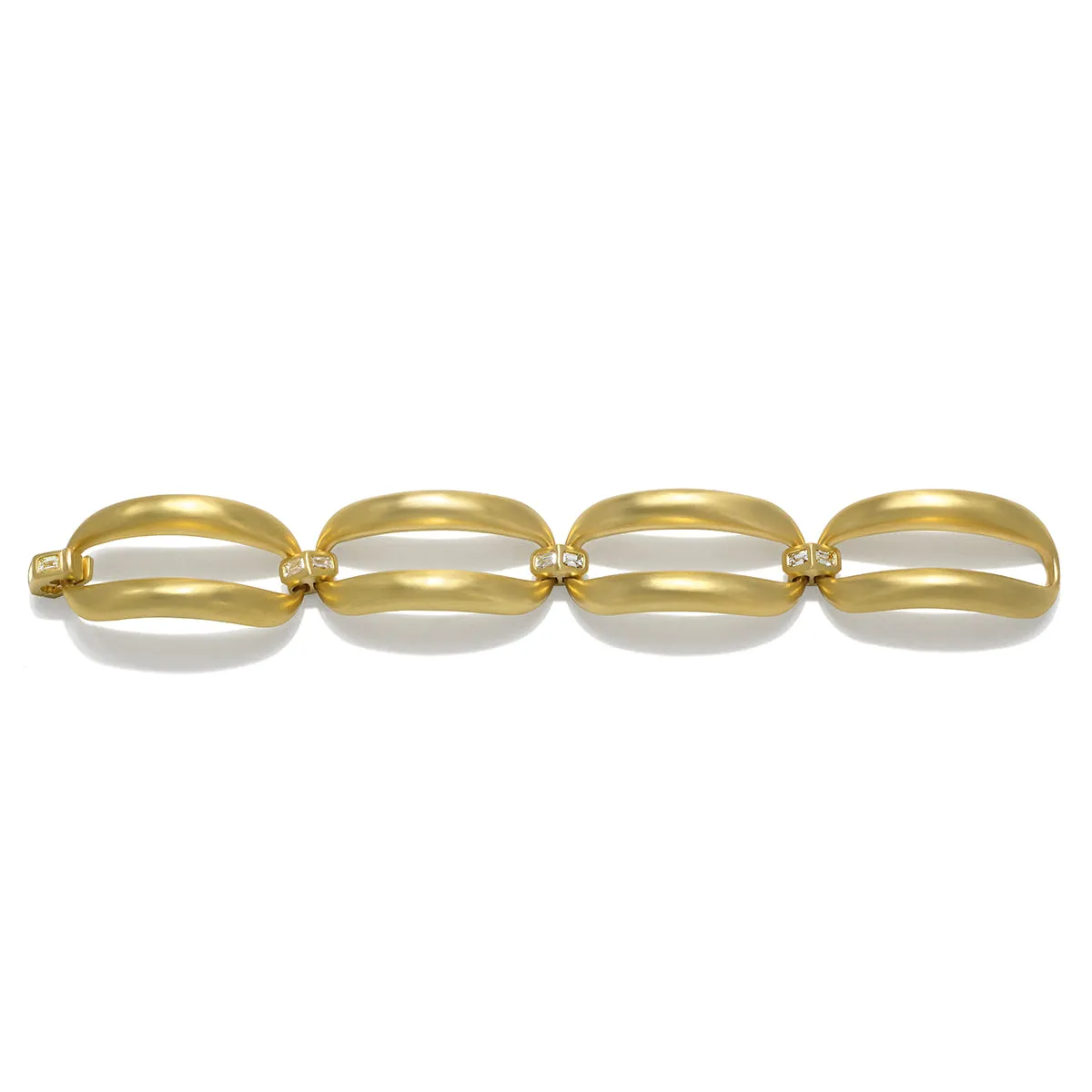 18 Karat Gold Diamond Dome Link Bracelet