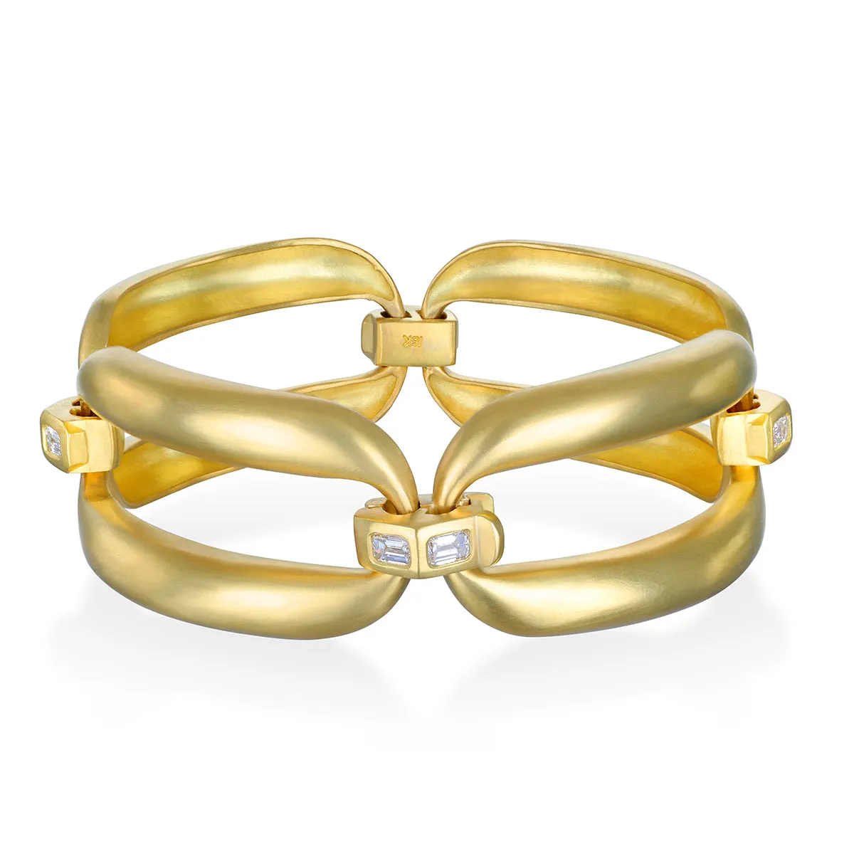 18 Karat Gold Diamond Dome Link Bracelet