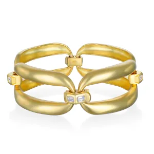 18 Karat Gold Diamond Dome Link Bracelet