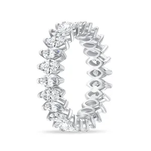 18K White Gold Diamond 2.88 CT Marquise Cut Eternity Band