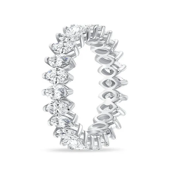 18K White Gold Diamond 2.88 CT Marquise Cut Eternity Band