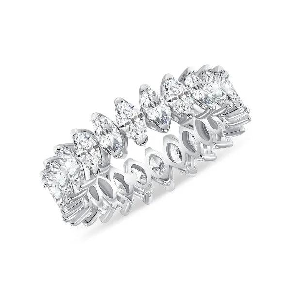 18K White Gold Diamond 2.88 CT Marquise Cut Eternity Band