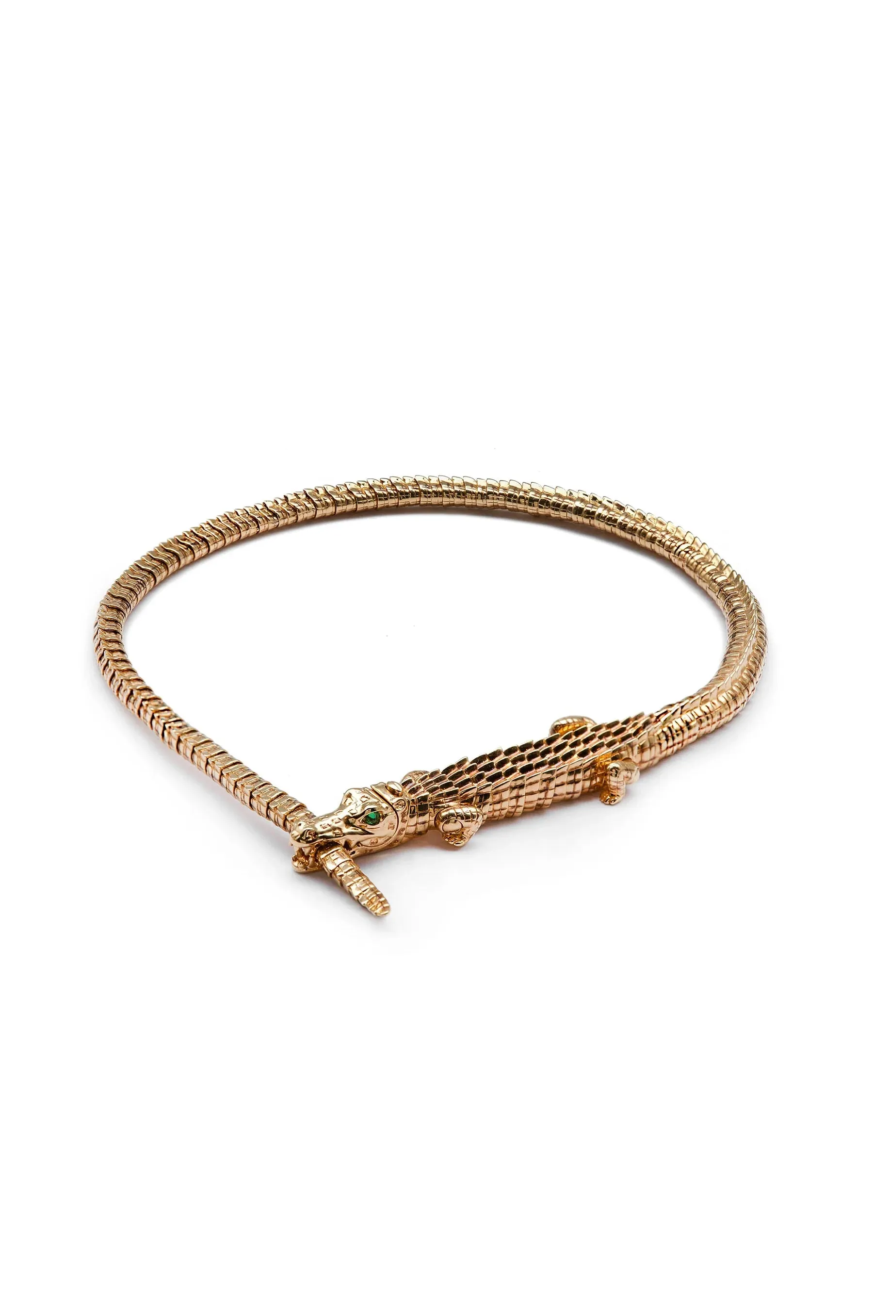 18K Yellow Gold Alligator Wrap Necklace