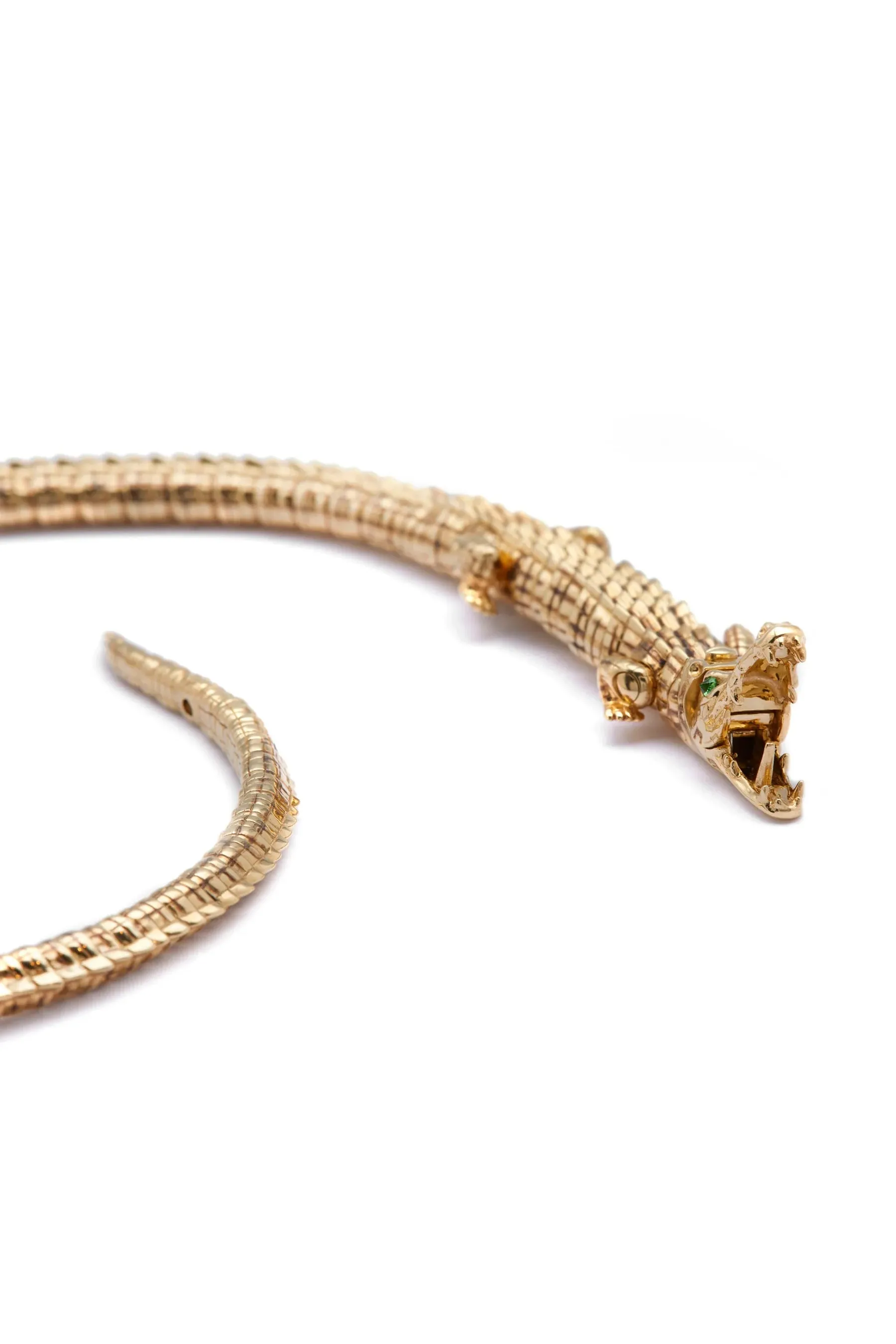 18K Yellow Gold Alligator Wrap Necklace
