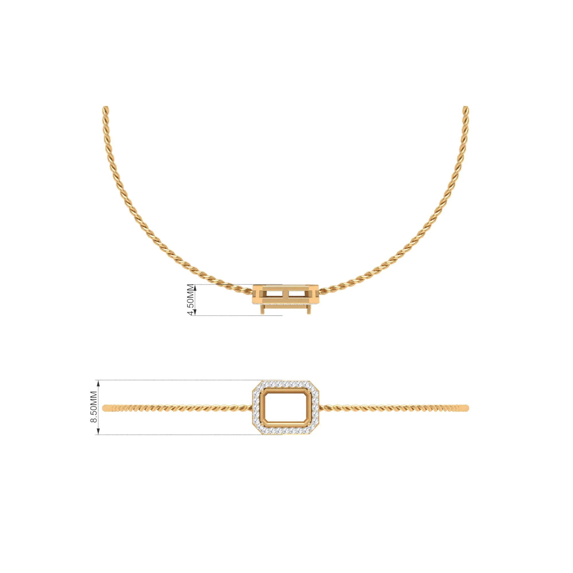 2 CT Emerald Cut Peridot and Diamond Bolo Chain Bracelet