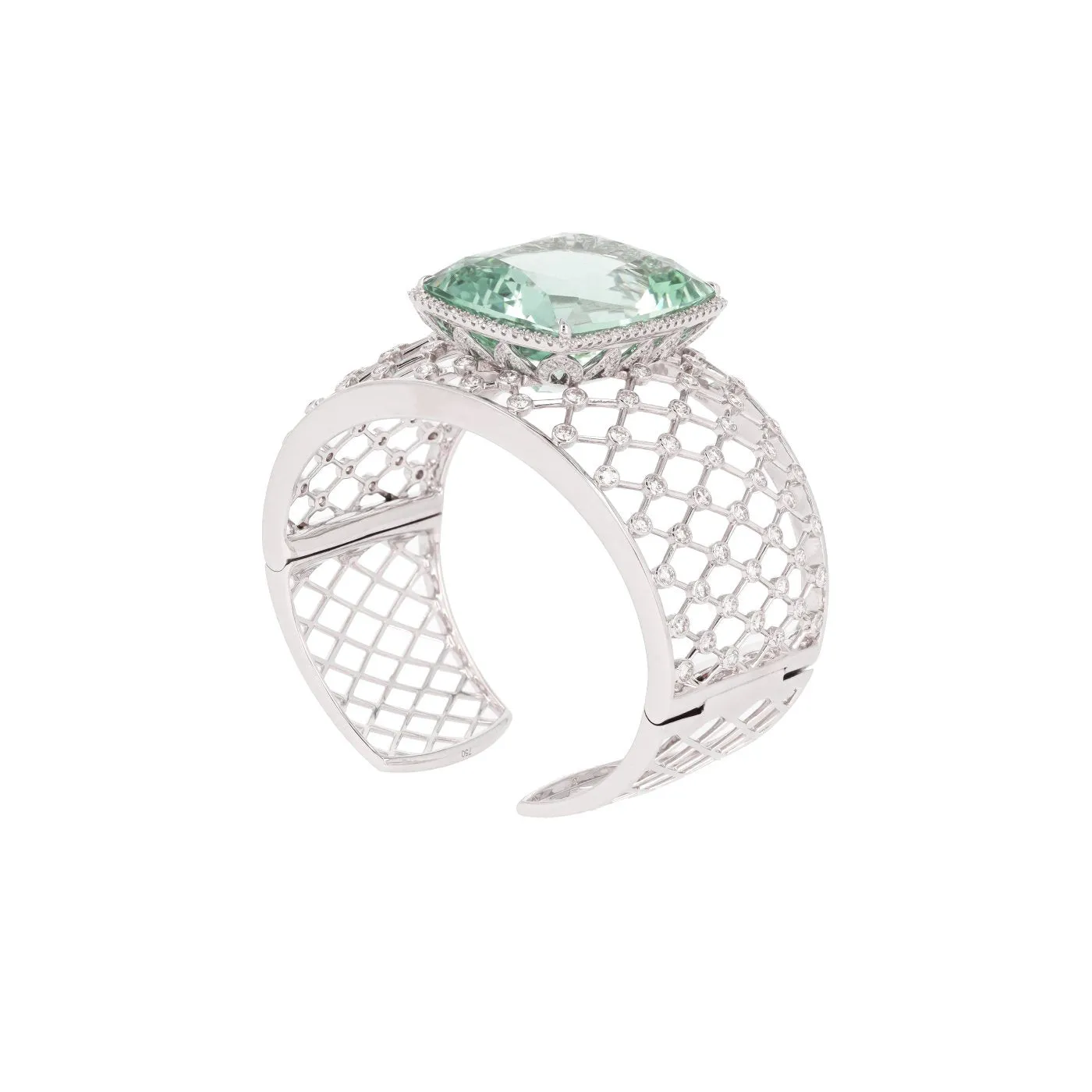 91.89 Carat Aquamarine and Diamond Cuff Bracelet