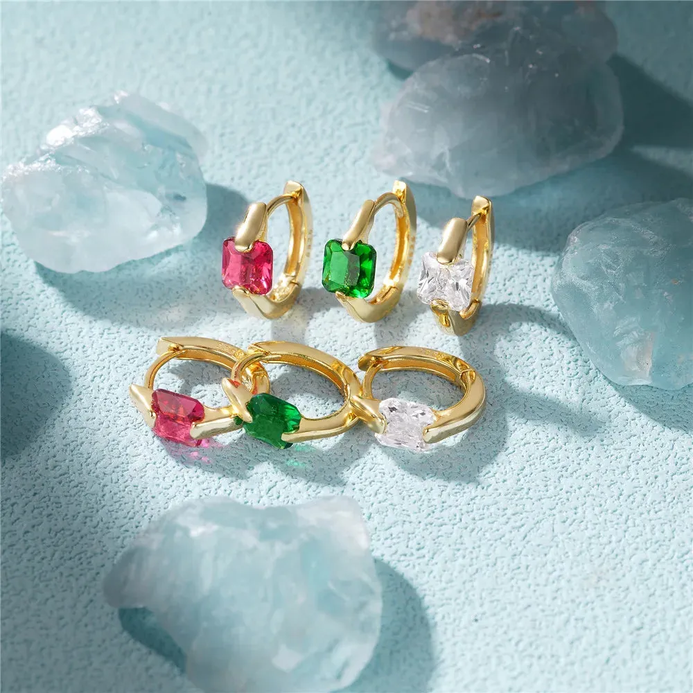 925 Silver Zircon Hoop Earrings