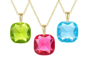 925 Silver Zircon Square Pendant Necklace & Earrings