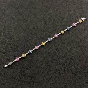 Blue, Pink & Yellow Sapphires with Diamonds Bracelet