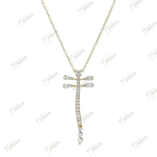Dangle Diamond Dragonfly Necklace