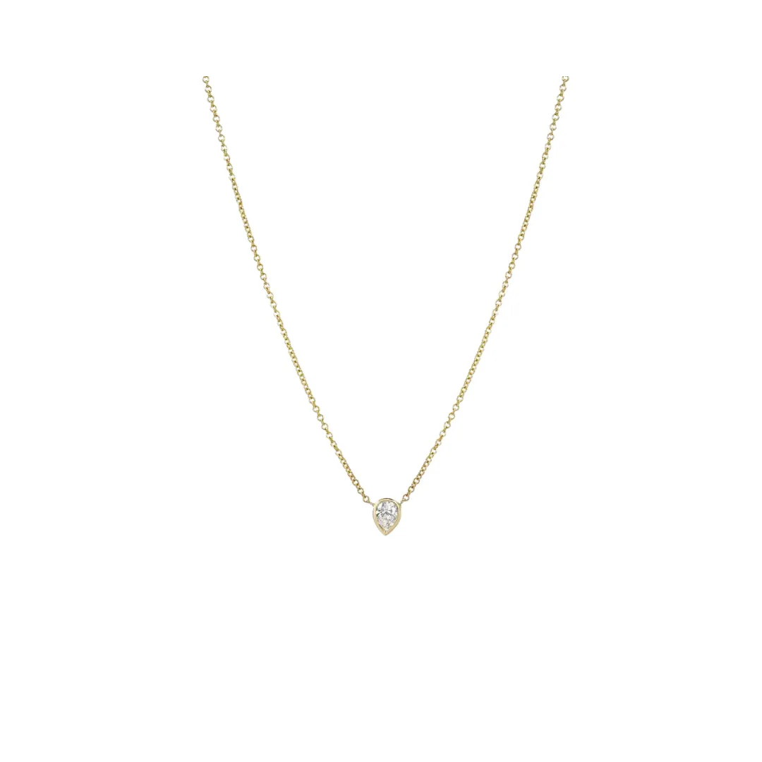 Diamond Bezel Pear Necklace