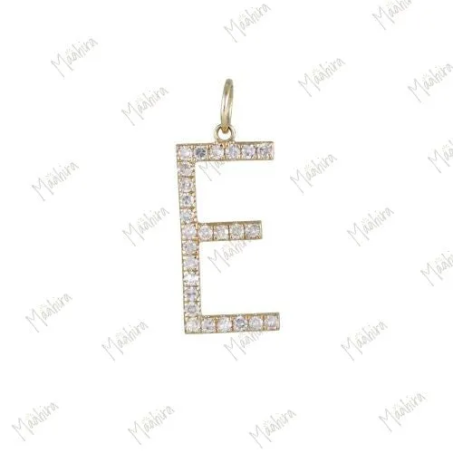 Diamond Initial pendant  15mm letter  E