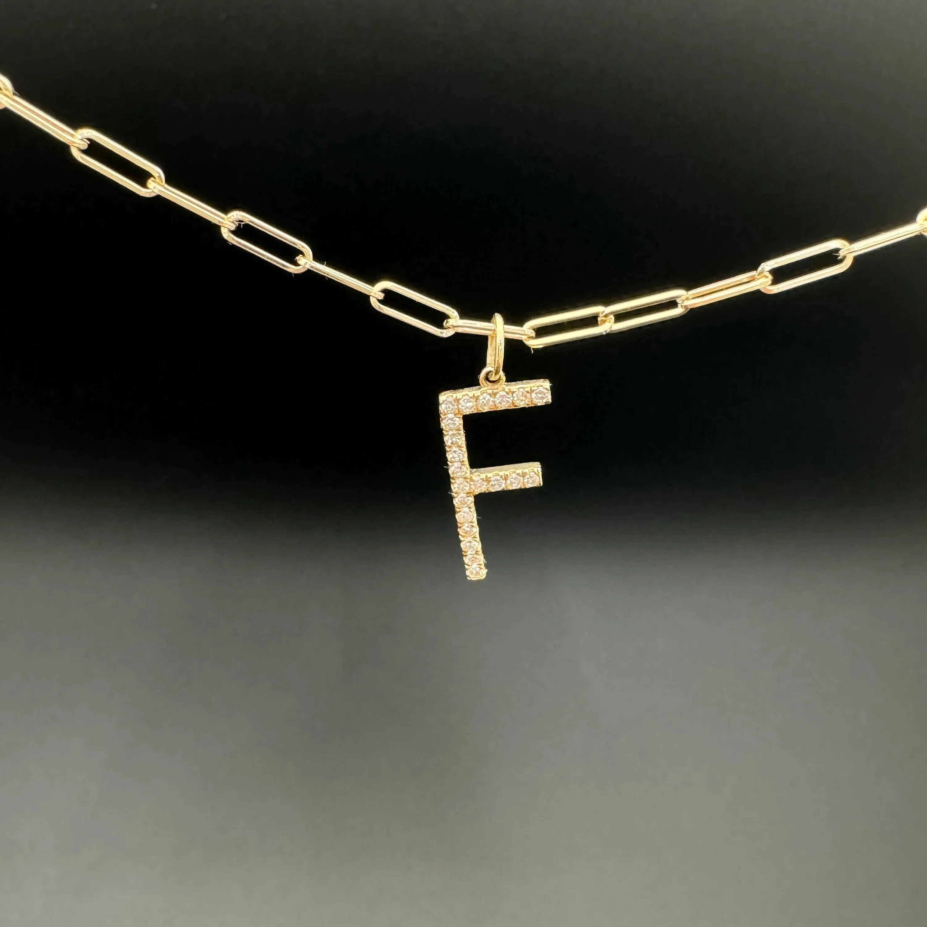Diamond Initial pendant 15mm letter F