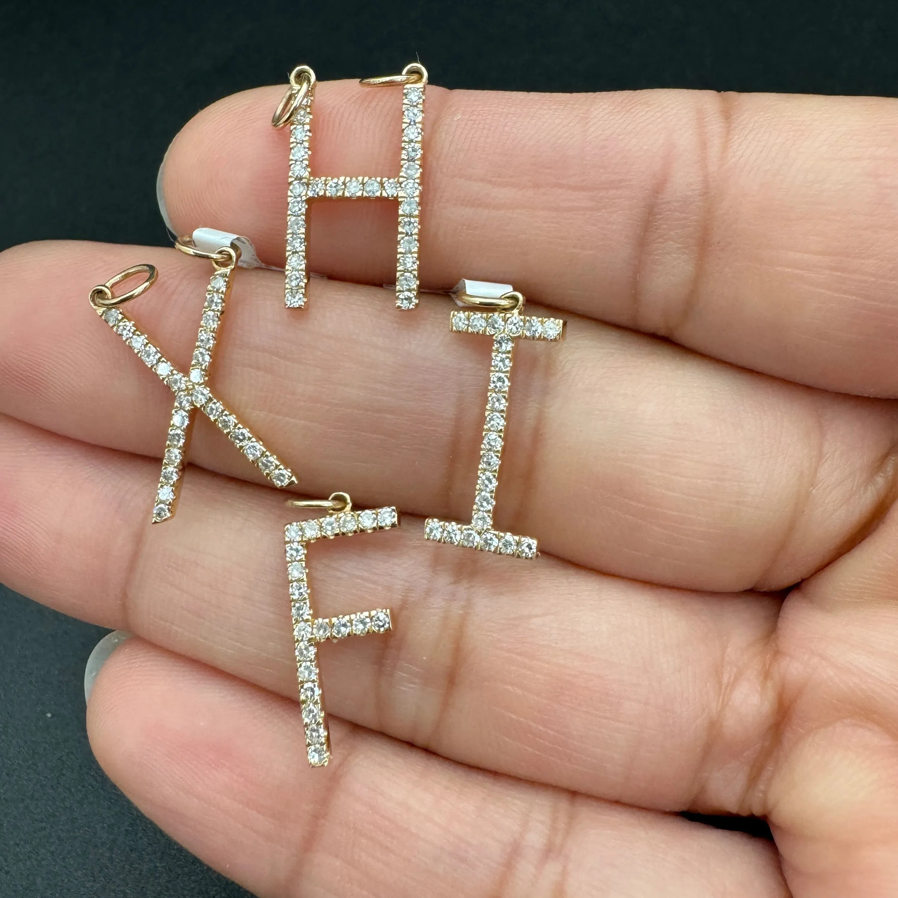 Diamond Initial pendant 15mm letter F