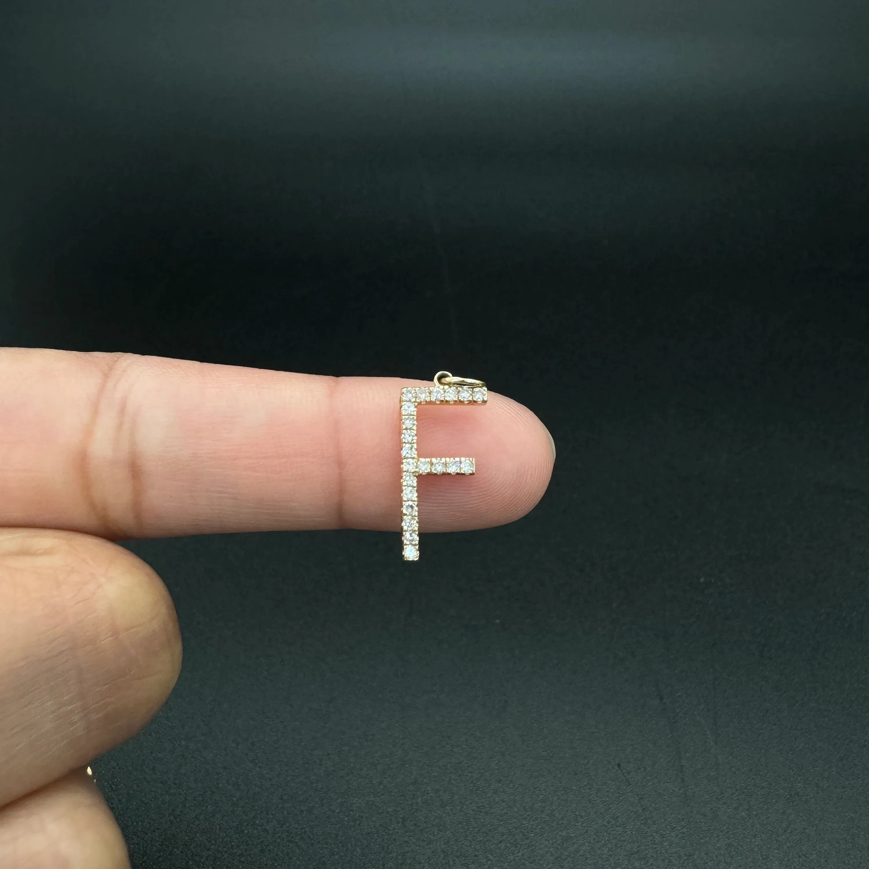 Diamond Initial pendant 15mm letter F