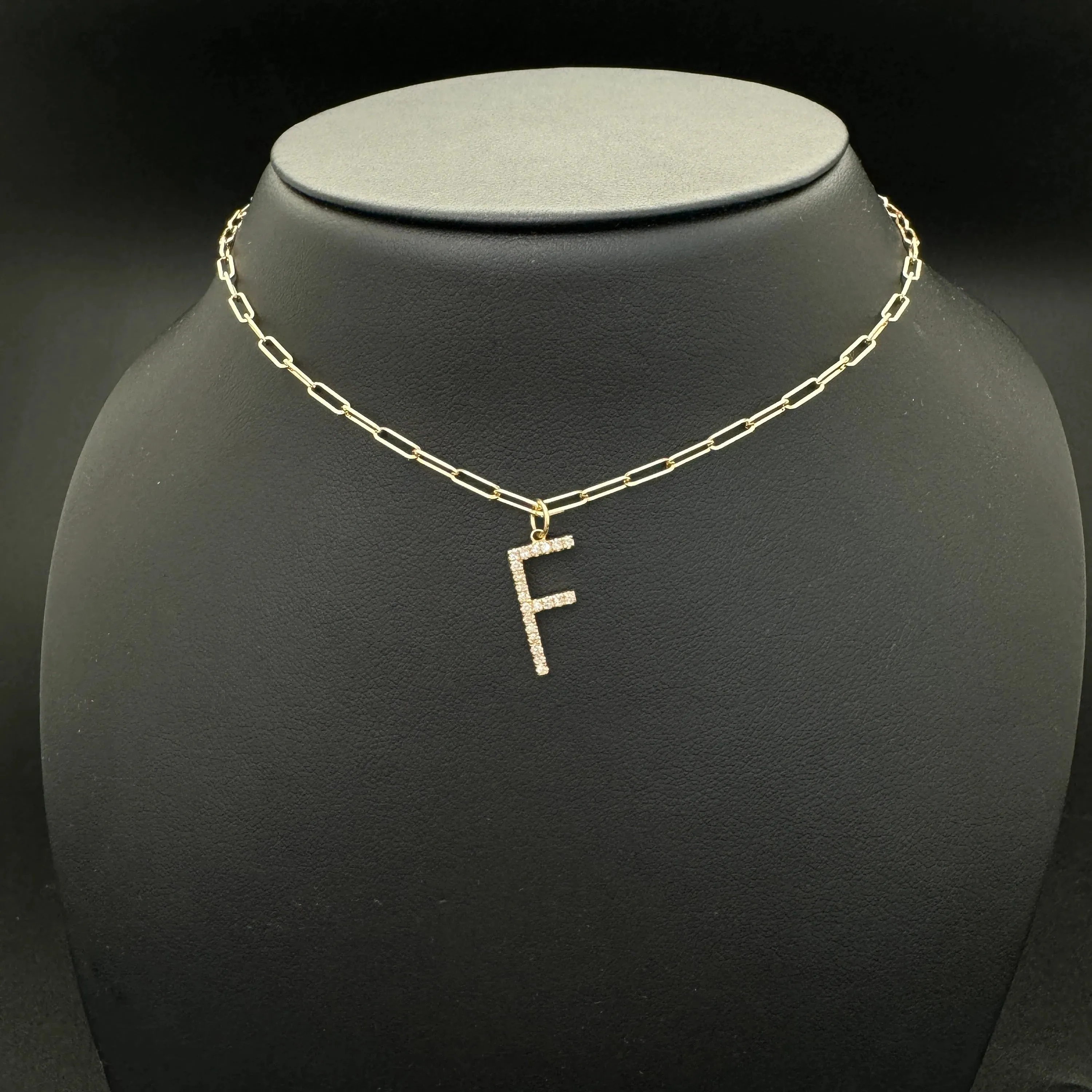 Diamond Initial pendant 15mm letter F