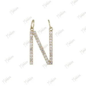 Diamond Initial pendant  15mm letter  N