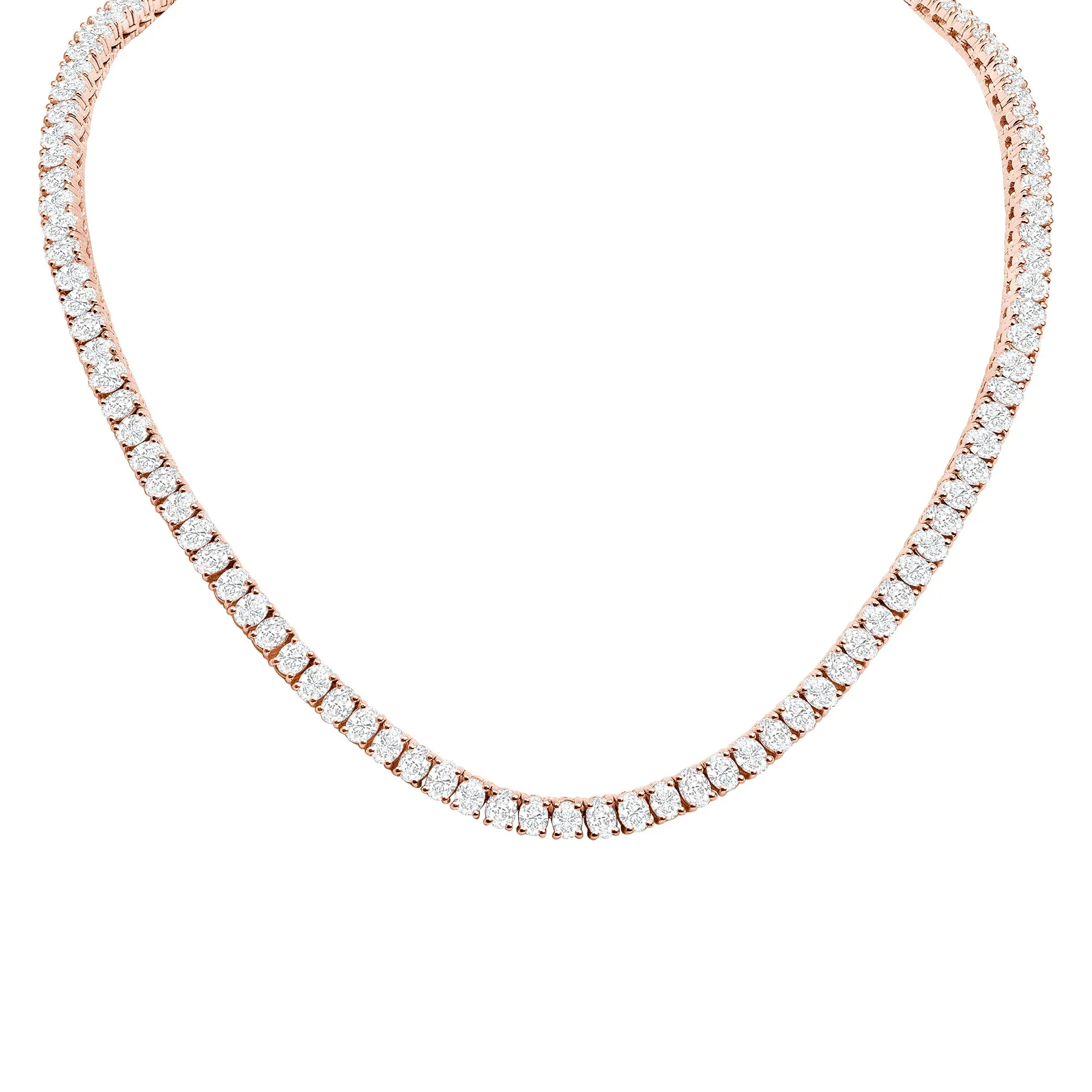 Diamond Round Cut 18k Gold Tennis Necklace