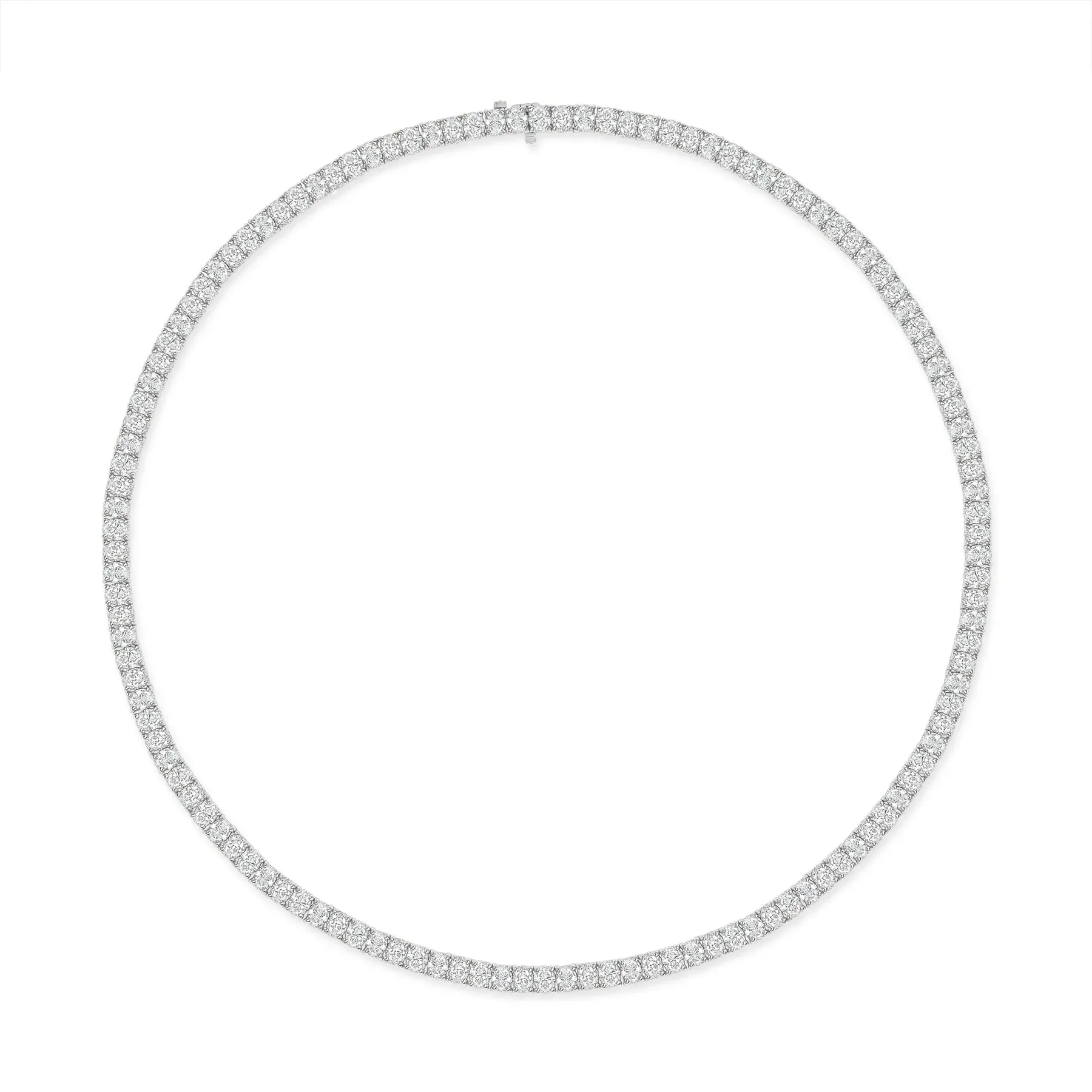 Diamond Round Cut 18k Gold Tennis Necklace