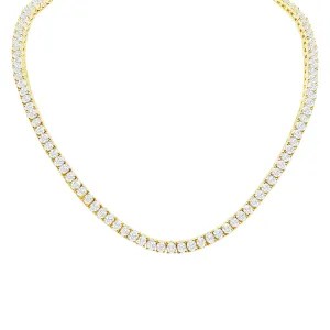 Diamond Round Cut 18k Gold Tennis Necklace