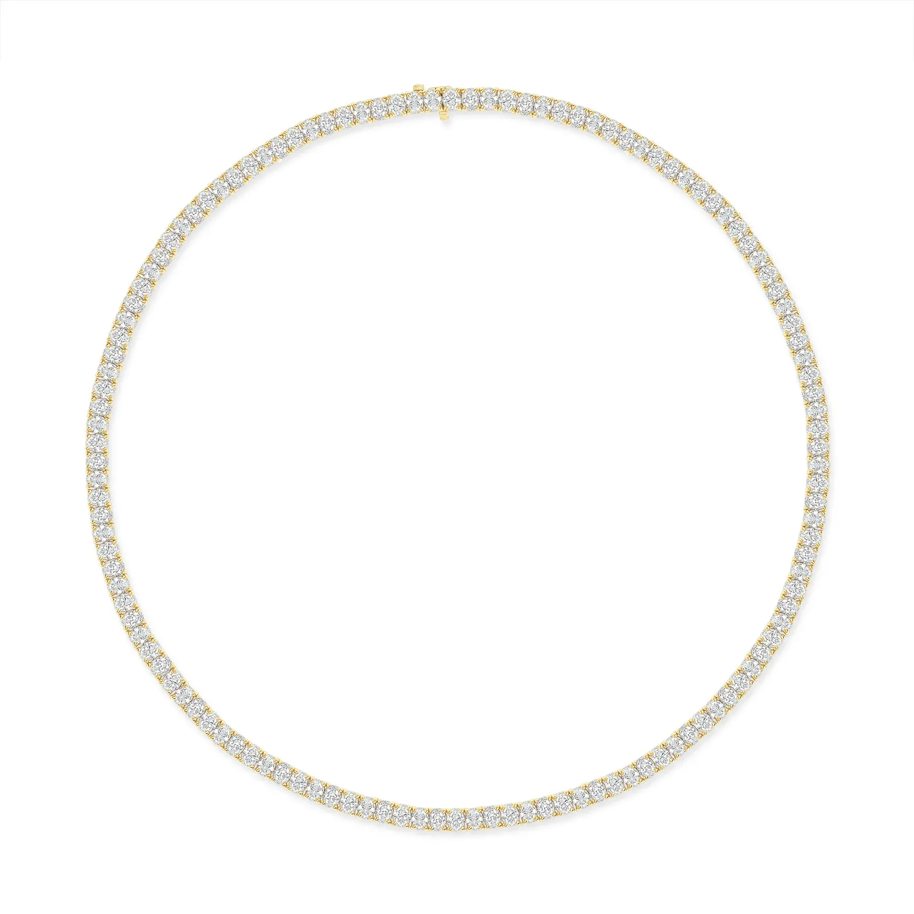 Diamond Round Cut 18k Gold Tennis Necklace