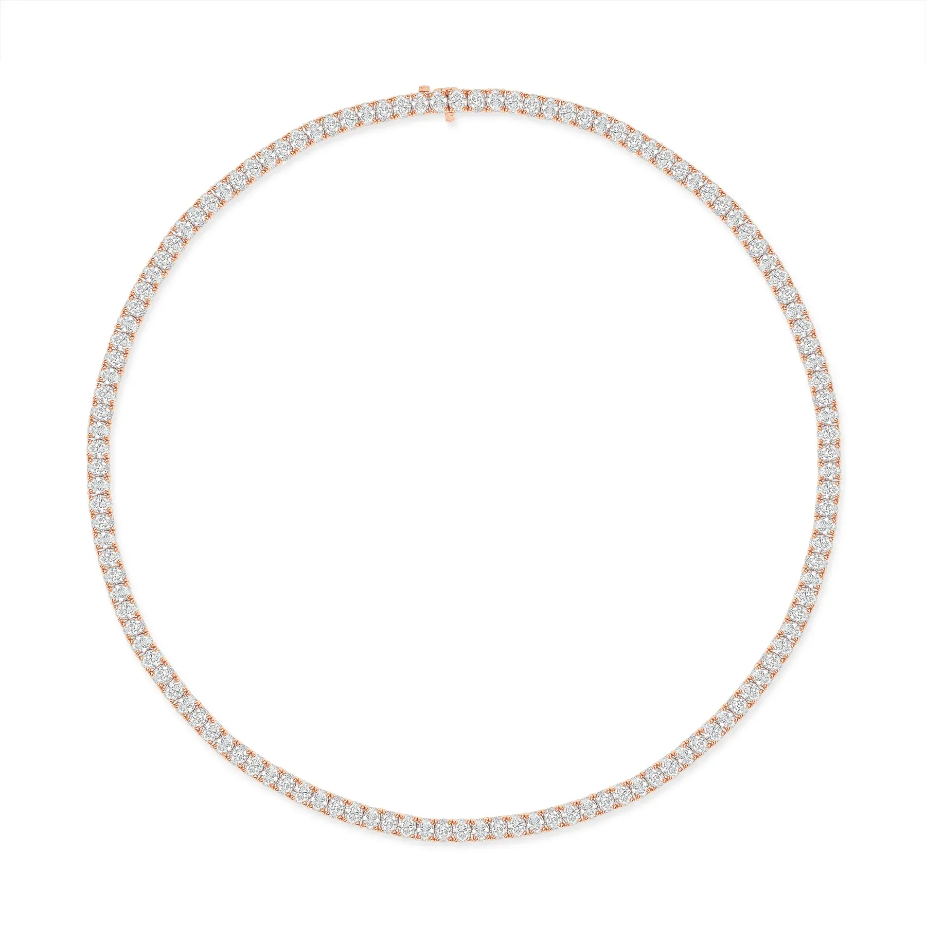 Diamond Round Cut 18k Gold Tennis Necklace