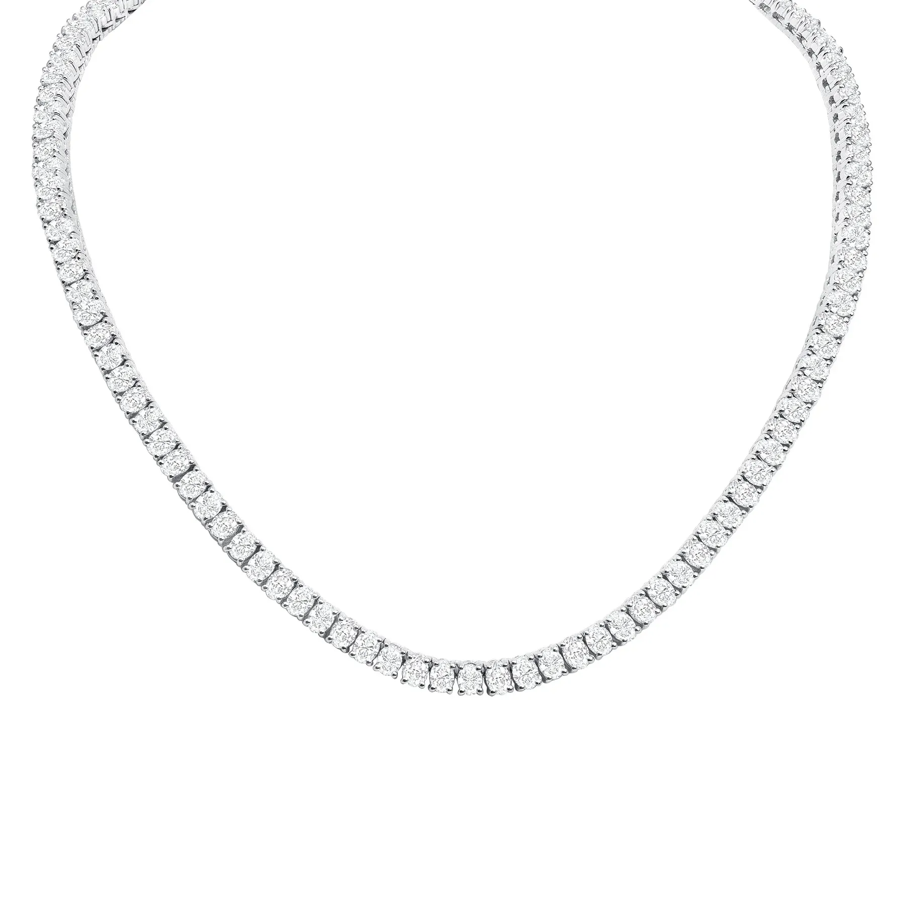 Diamond Round Cut 18k Gold Tennis Necklace