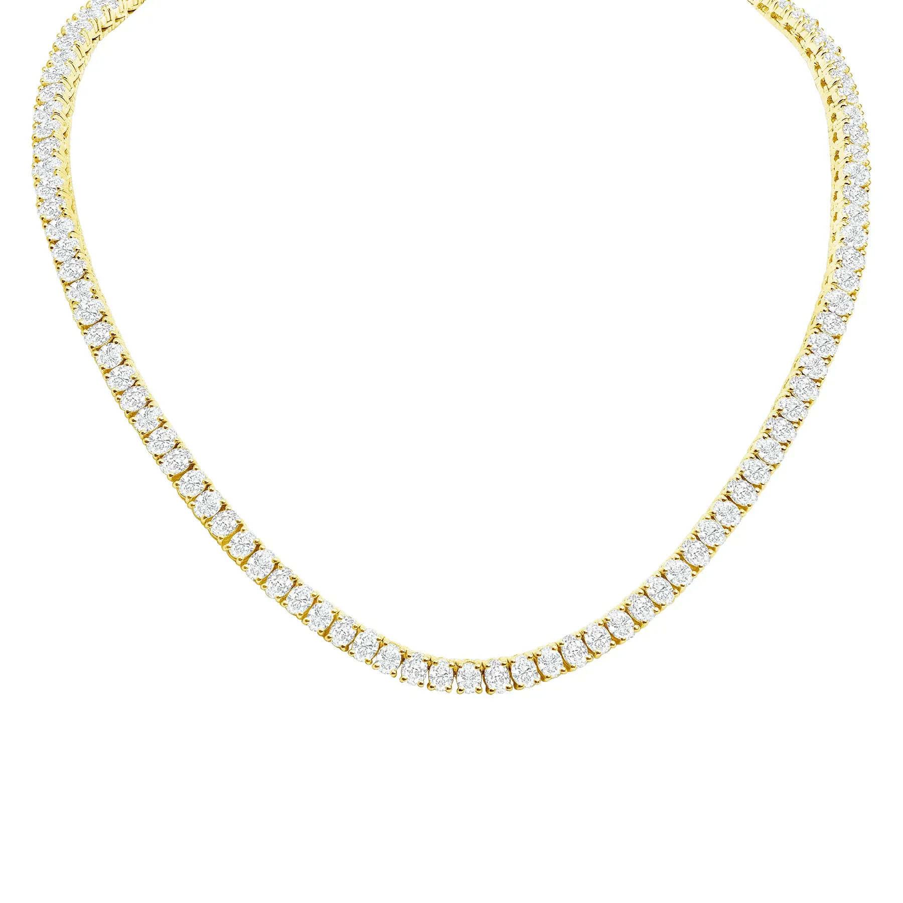 Diamond Round Cut 18k Gold Tennis Necklace