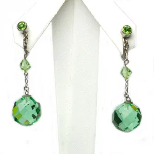 Emerald Bead Pendant Earrings