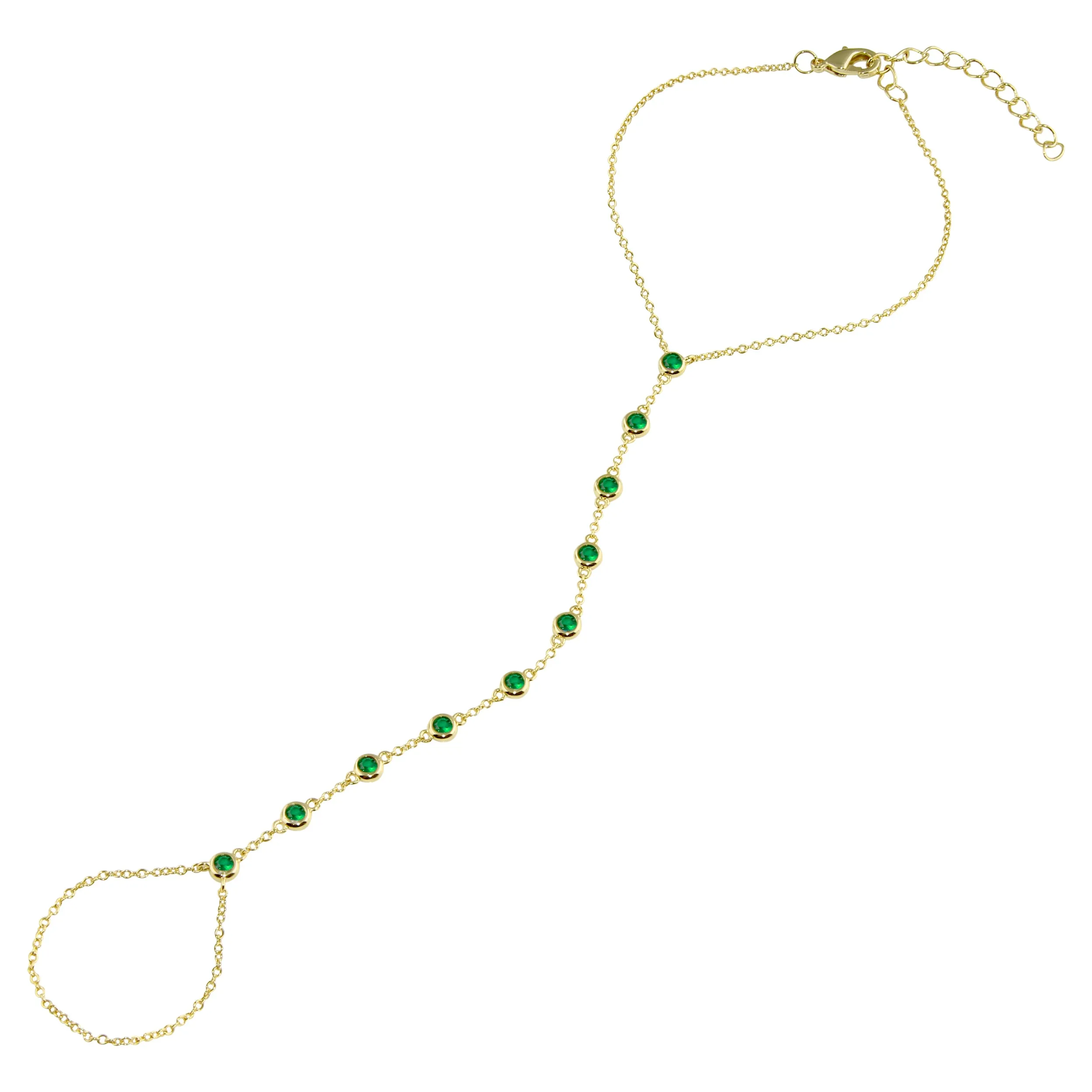 Emerald Bezel Hand Chain