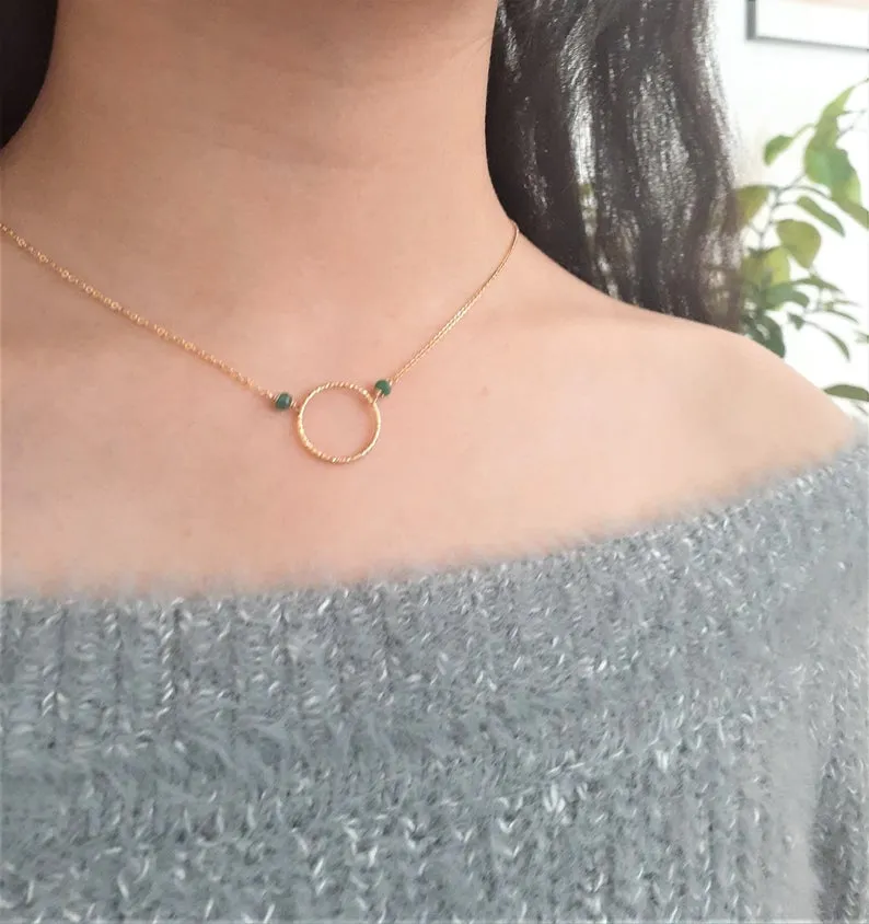 Emerald Hoop Necklace