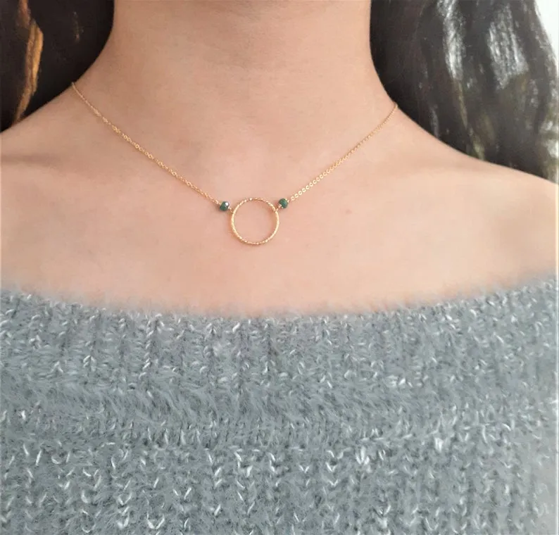 Emerald Hoop Necklace