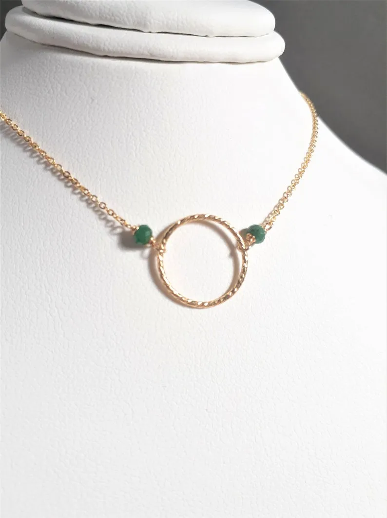 Emerald Hoop Necklace