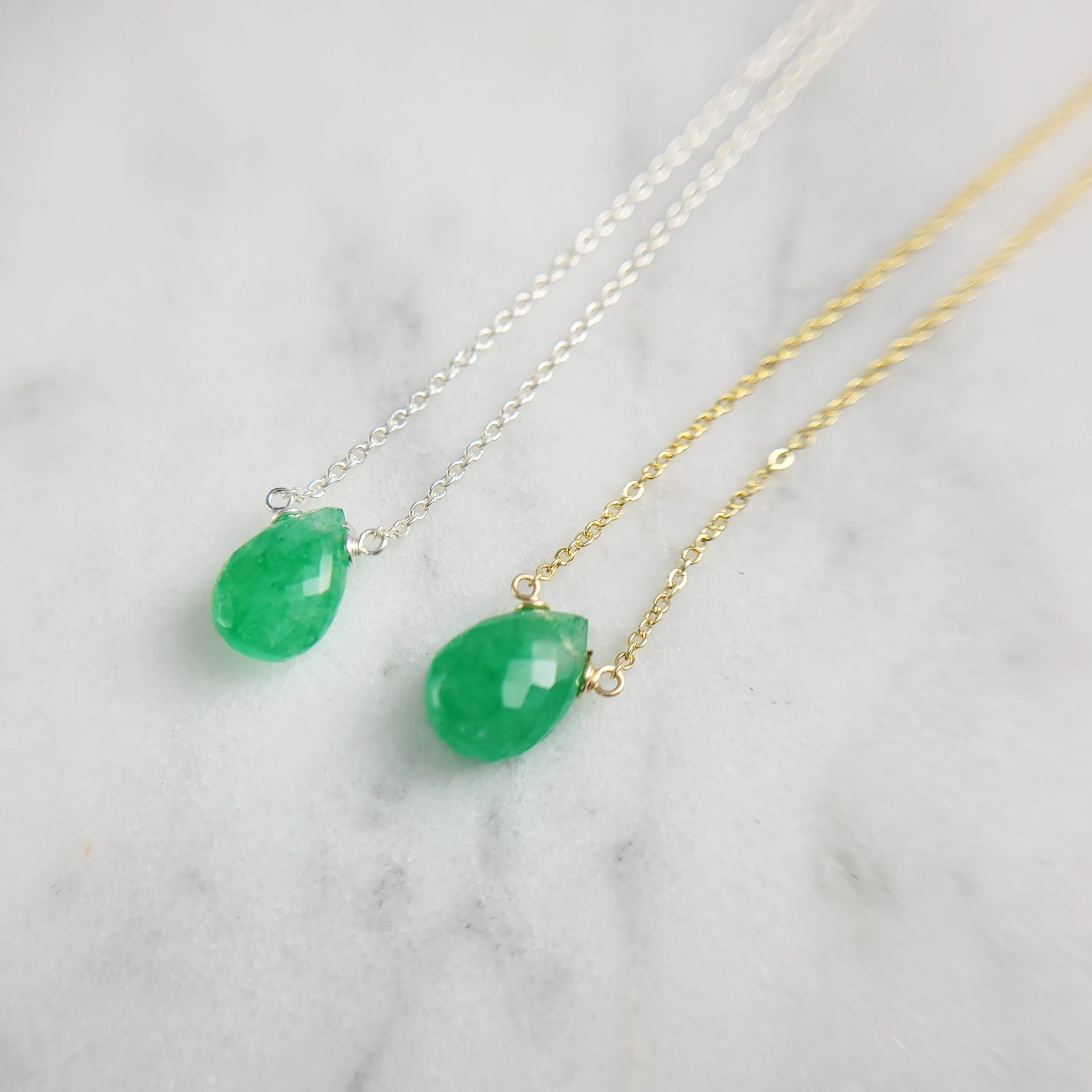 Emerald Pear Briolette Necklace