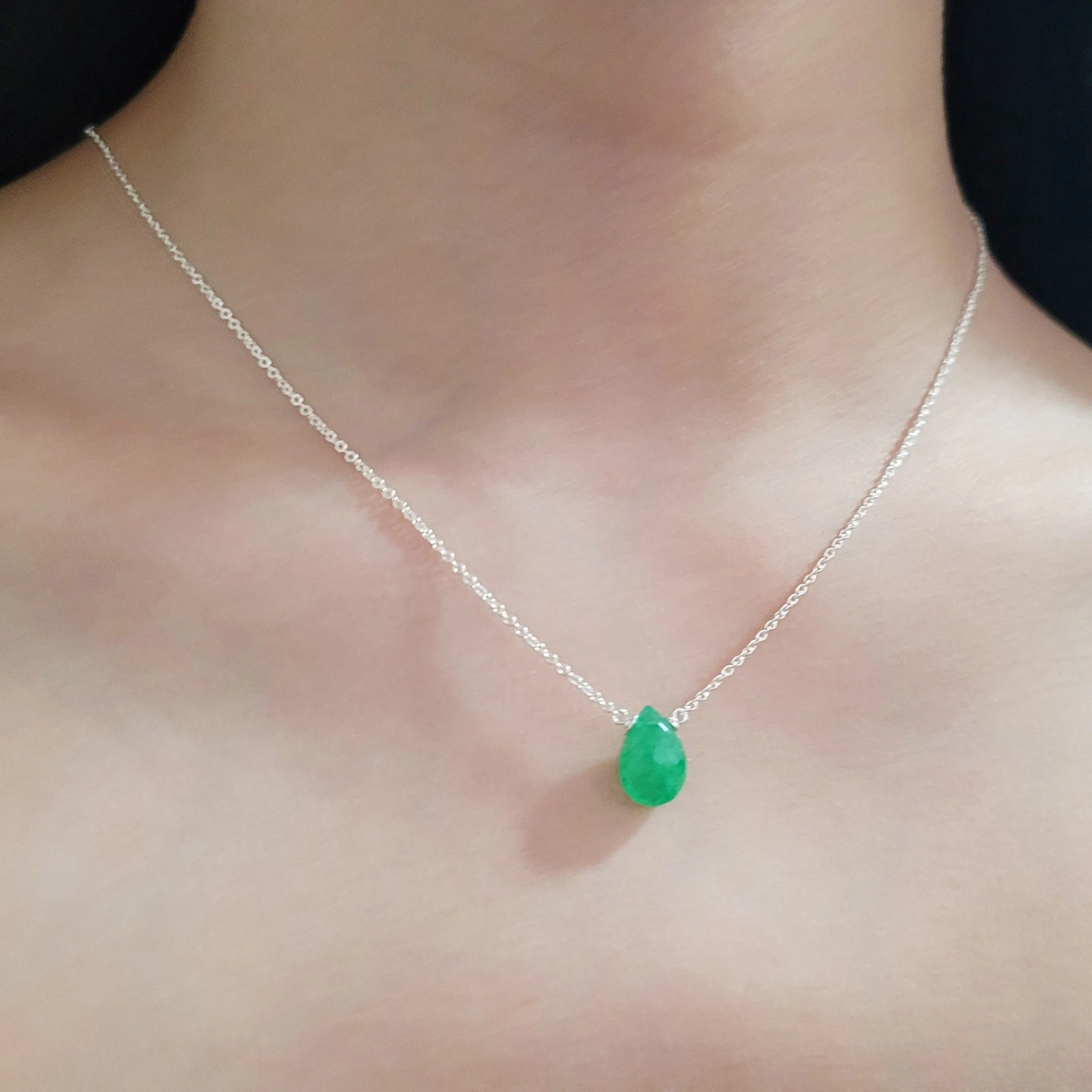 Emerald Pear Briolette Necklace