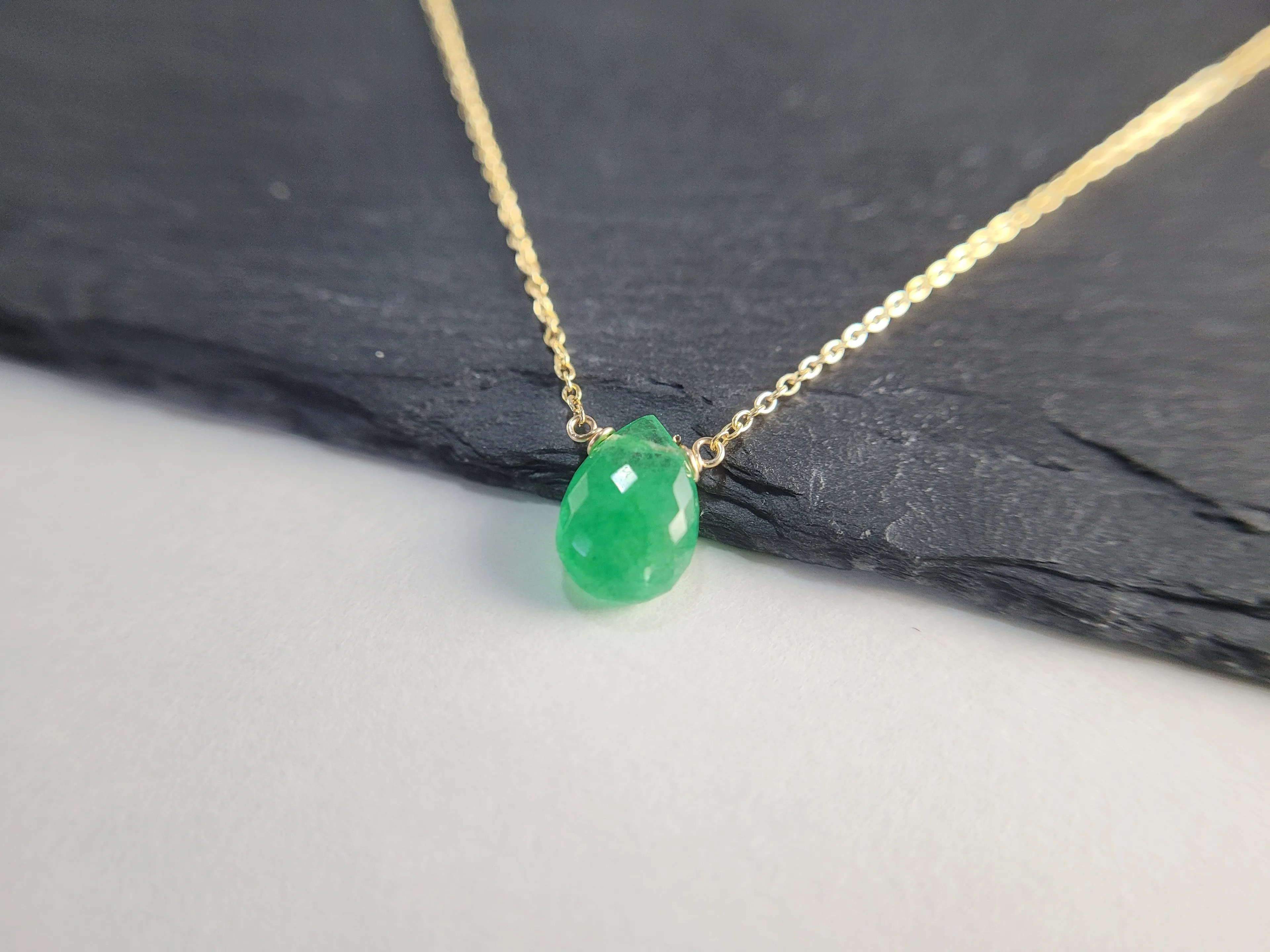 Emerald Pear Briolette Necklace