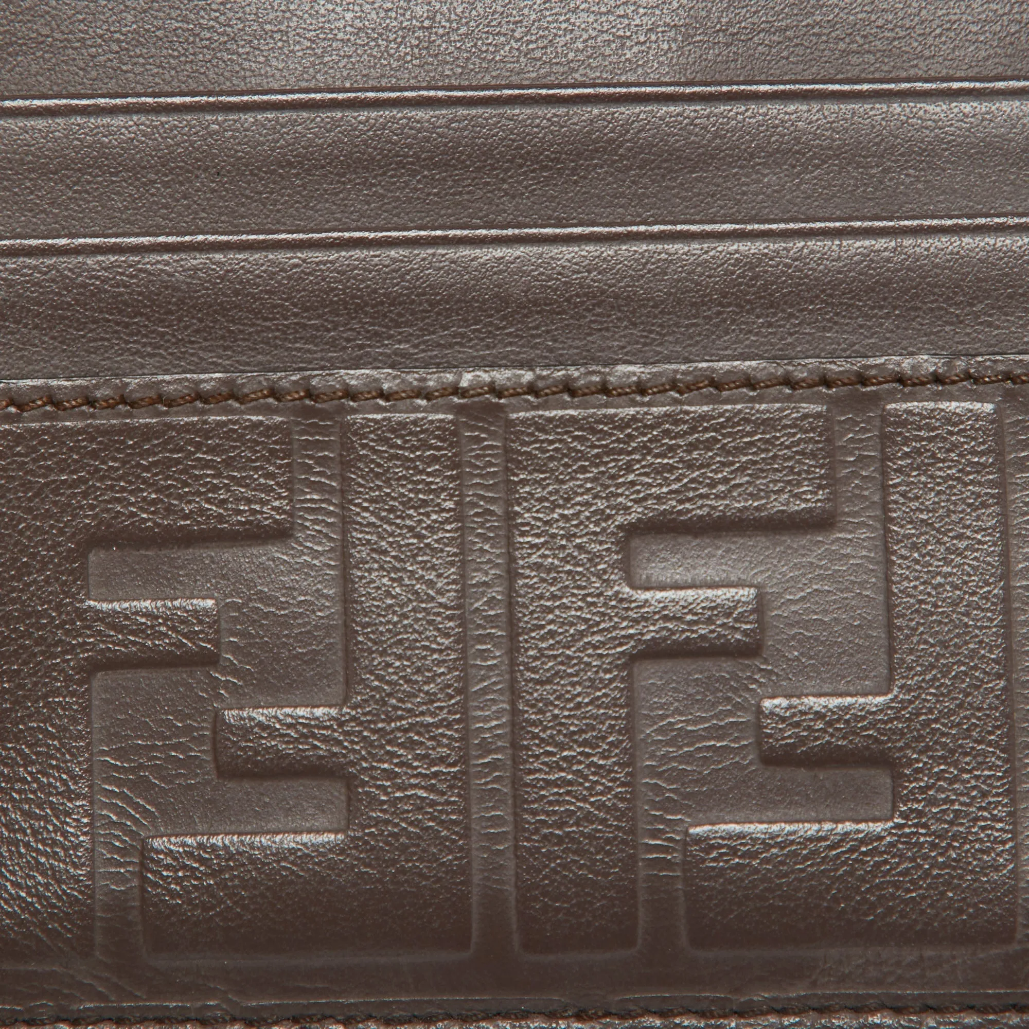 Fendi Brown Zucca Leather Card Holder..