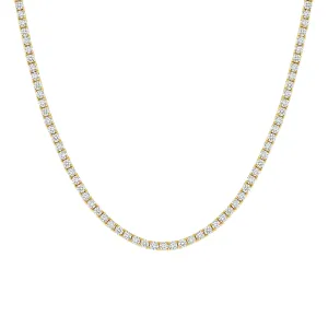 Four Prong Round Diamond 14K Gold Tennis Necklace